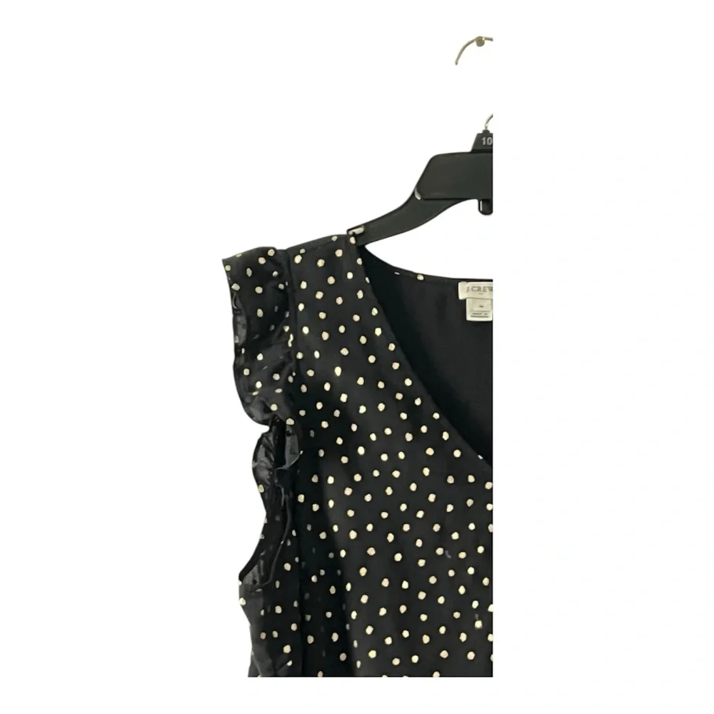 J. Crew Fabulous‎ Black and Gold Polka Dot, Ruffled Sleeve Blouse, Size 18